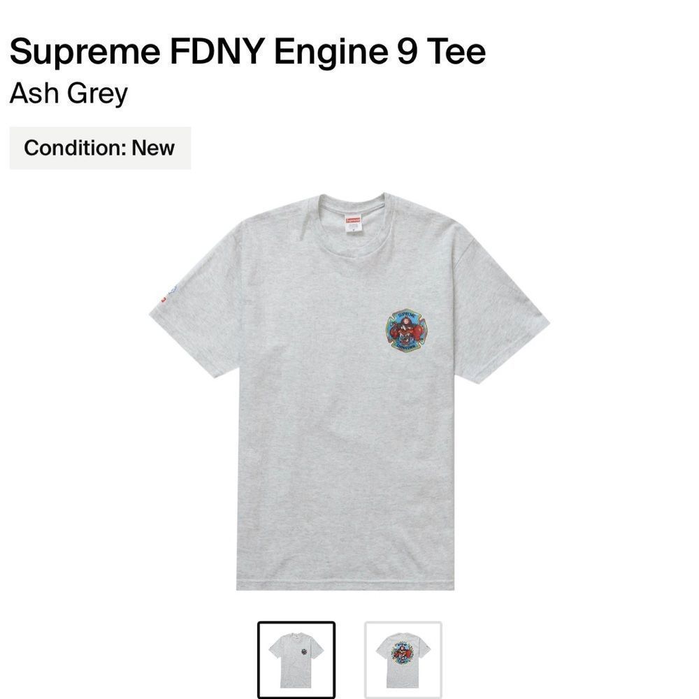Supreme FDNY Engine 9 Tee “ash grey”